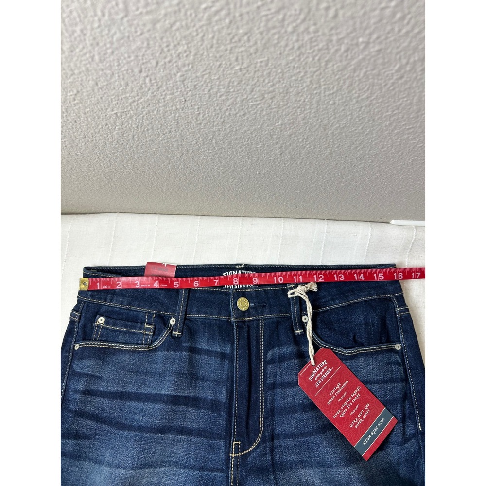 Signature by Levi Strauss & Co Stretch Soft Dark Wash High-Rise Slim jeans 12/31 - Picture 8 of 13